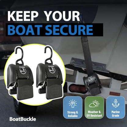 Retractable Transom Boat Tie Down Straps Boat Trailer Tie Down Strap 2x43-Inch, 2500lbs Break Strength with Quick Release Lock (Plastic) - style: Plastic