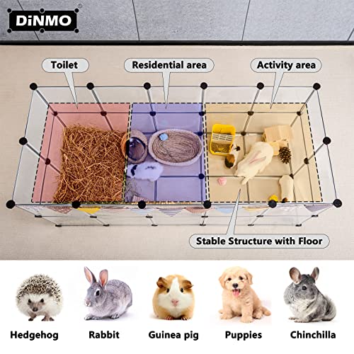 DINMO 38 Panels Bunny Playpen with Floor, Plastic, 61.2"L x 24.8"W x 24.8"H - style: Plastic-38 panels