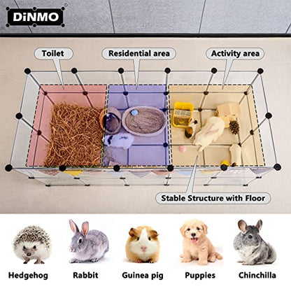 DINMO 38 Panels Bunny Playpen with Floor, Plastic, 61.2"L x 24.8"W x 24.8"H - style: Plastic-38 panels