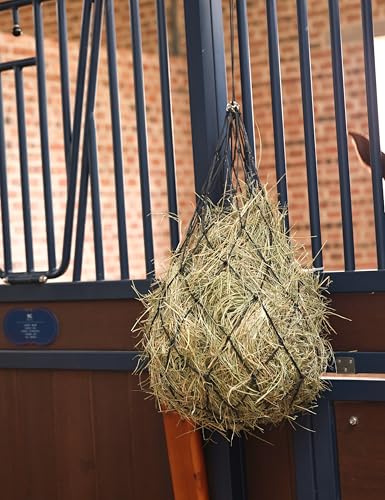 Tackmore 2pcs 36’’ Length Slow Feed Hay Nets for Horses & Livestock Easy to Hang Hay Bags for Horses with Drawstring Closure-Black 4" (Fast Feed) - size: 4.0"