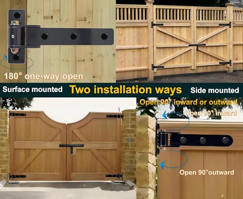13" Heavy Duty Gate Hinges,900 Lbs Capacity,180° or 90° Smooth Open