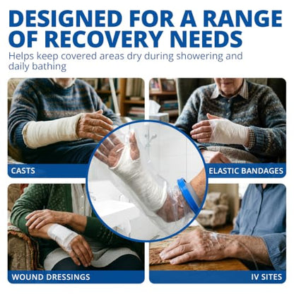 Blue Jay 39" Adult Long Arm Waterproof Cast Cover, Reusable Bandage Protector with Watertight Seal & Flexible Opening, for Showering, Broken Arm, Wound Dressings and IV Sites Recovery - size: Long