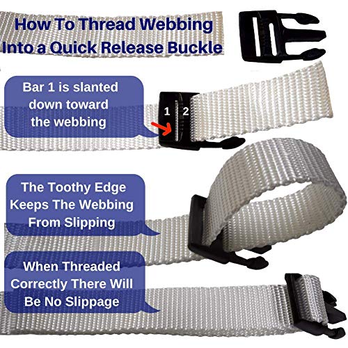 EZ-Xtend Adjustable Boat Cover Tie Down Straps w/Delrin Quick Release Buckles - Heavy Duty 1" Polyester Webbing 4500 lb Break Strength - 250 lb QR Buckle - Boat Accessories - 2 Pack