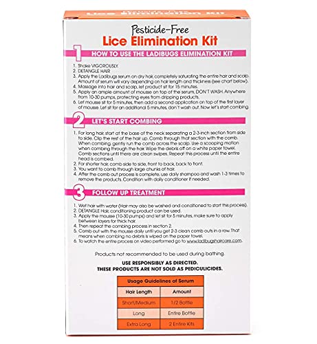 Ladibugs Complete Head Lice Treatment Kit with Professional Nit Comb