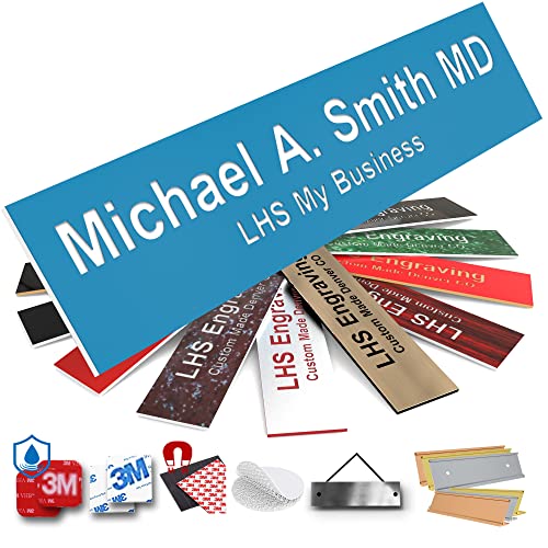 Custom Engraved Office Door Name Plate & Desk Signs, Light Blue, 2x4 - color: B1 - Light Blue & White Lettering, size: 2in x 4in (5.1cm x 10.1cm)