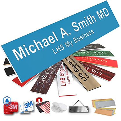Custom Engraved Office Door Name Plate & Desk Signs, Light Blue, 2x4 - color: B1 - Light Blue & White Lettering, size: 2in x 4in (5.1cm x 10.1cm)
