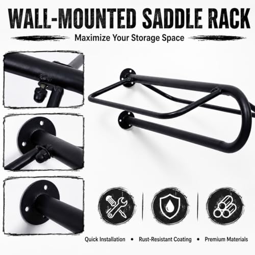 6 Pack Wall Mounted Saddle Racks with Pad Bar, Heavy Duty Saddle Pad Rack