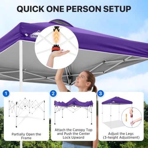 EAGLE PEAK 6.6x6.6 Pop Up Canopy Tent Easy Up Canopy Outdoor, Purple - color: Purple, size: 6.6x6.6