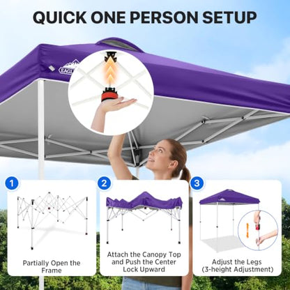 EAGLE PEAK 6.6x6.6 Pop Up Canopy Tent Easy Up Canopy Outdoor, Purple - color: Purple, size: 6.6x6.6