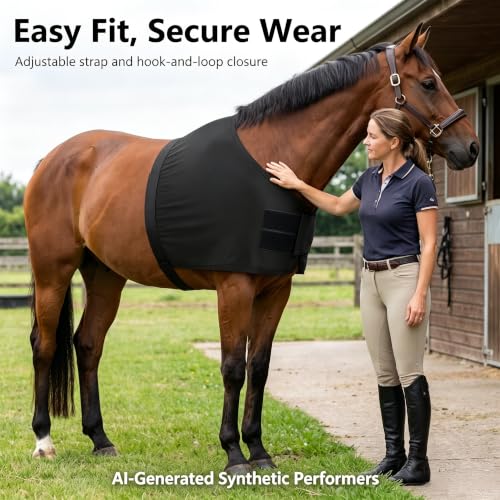 Horse Shoulder Guard Anti Rub Bib Shoulder Protector, One Size Black | Stretch Breathable, Equine Wither Saver, For Training Travel, Under Blanket