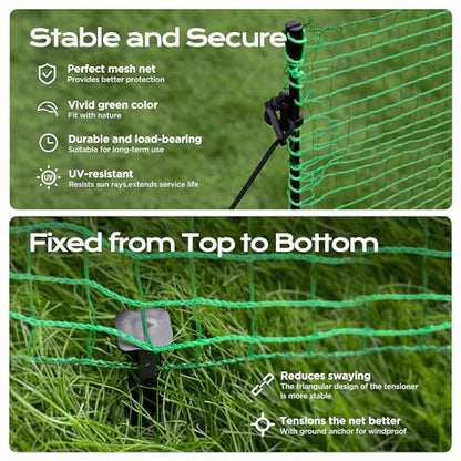 HIDALIFE Temporary Fence with Posts,3‘x50‘ Safety Barrier for Dog Snow Plastic Mesh Fencing with Fiberglass Stake Windbreak Rope,Movable Fencing Roll for Garden Backyard Outdoor Animal Protect - size: 3'x50'