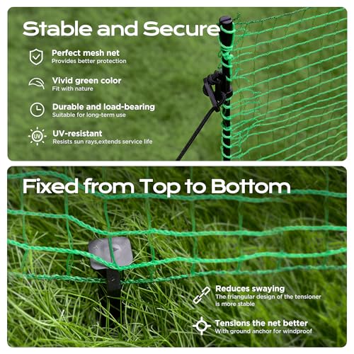 Temporary Fence with Posts,4'x50' Safety Barrier for Dog Snow Plastic Mesh Fencing with Fiberglass Stake Windbreak Rope,Movable Fencing Roll for Garden Backyard Outdoor Animal Protect - size: 4'x50'