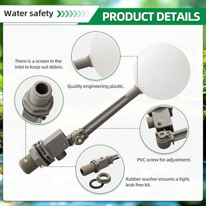 2 Pack Float Valve 3/4 Inch Automatic Water Level Control Adjustable Arm