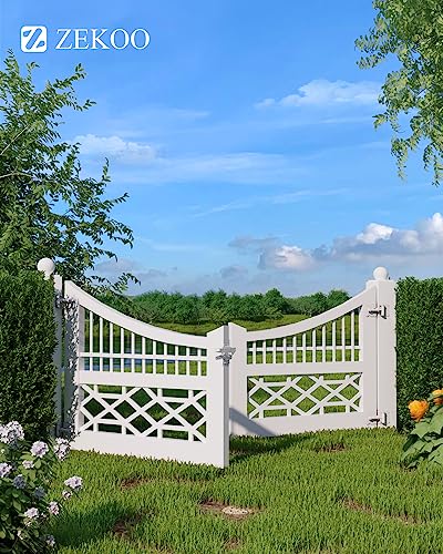 ZEKOO Stainless Steel Gate Hardware Kit, Self Closing Gate Hinges and Latch | Rust Proof, Use for Vinyl Fence Gate and Wood Fences Gate, Heavy Duty 2 Gate Latches 4 Gate Hinges (White) - color: White Two Set