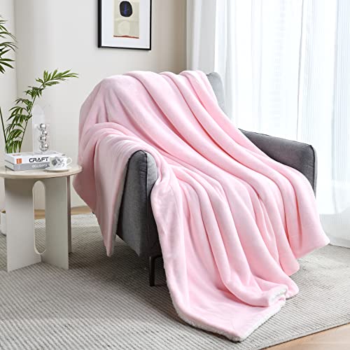SOCHOW Sherpa Fleece Throw Blanket, Light Pink, 50x60 inches - color: Light Pink, size: 50"×60"