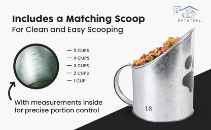 Medium & Small Dog 40lb & 20lb Pet Food Storage Canister with Scoop – Durable & Airtight for Freshnesss, Minimalist Design & Recyclable, Medium & Small Metal Container (Combo - Dog Bin - Med & Small) - size: Combo - Medium Dog 40lb & Small Dog 20lb