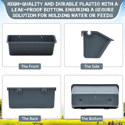 Wenqik 10 Pack Chicken Feeder,5 Quart Hanging Goat Waterer,Dark Gray - color: Dark Gray