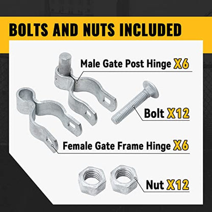 VIVIDA 1-3/8" Chain Link Fence Gate Hinge Kit 6 Set, Pipe Gate Hinge - color: Silver (6 Set), size: 1-3/8"
