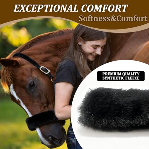 Horse Halter Noseband Cover, Black Noseband Cover for Horse, Bridle Nose Band Padded Replacement Accessories - size: 3 Pcs