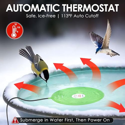 60W Bird Bath Heater, Submersible De-Icer for Outdoor Winter Use, 2 Pack