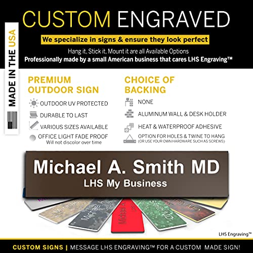 Custom Engraved Office Door Name Plate & Desk Signs, Brown, 2x4 - color: B25 - Brown & White Lettering, size: 2in x 4in (5.1cm x 10.1cm)