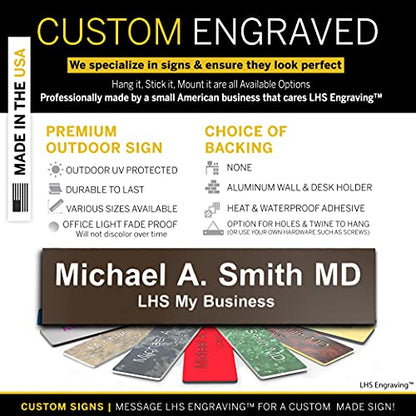 Custom Engraved Office Door Name Plate & Desk Signs, Brown, 2x4 - color: B25 - Brown & White Lettering, size: 2in x 4in (5.1cm x 10.1cm)