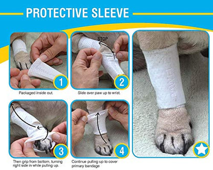 PawFlex Protective Sleeve Tubular Cover - Bandages - for Dogs Cats and Other Pets First Aid Wound Care Comfortable Non-Adhesive Breathable & Water Resistant 18 Strips (yields 36-54 Covers)-(Large) - size: Large 18pk