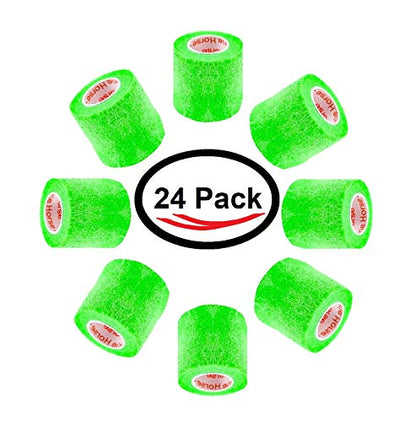 2 Inch Self Adhesive Bandage Wrap & Athletic Tape - 24Pk, Neon Green - color: Neon Green, size: 24 Rolls