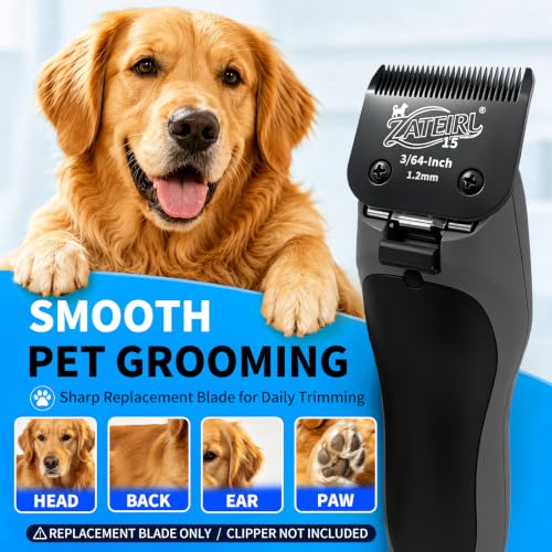 Size 15 Detachable Pet Grooming Clipper Blade with Steel Cutter, 3/64 Inch (1.2 mm) Cut Length, Black, Compatible with Andis, Oster A5, Wahl KM10, 3 Pack - color: Black, size: 15# 1.2mm - 3 Pack