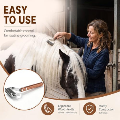 Abbylike 2-sided Livestock Shedding Comb, Grooming Dematting Brush - style: 2-sided