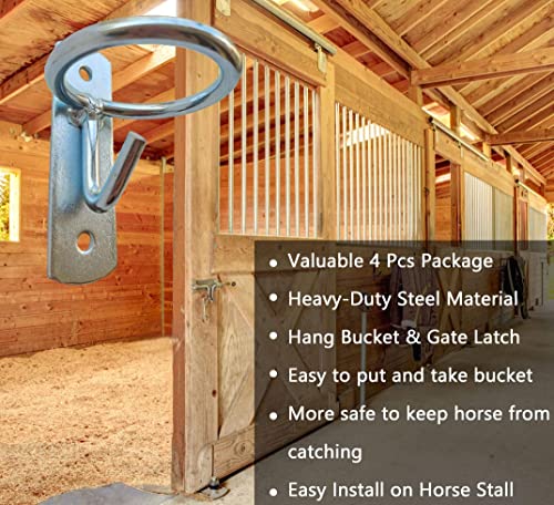 Horse Feed Bucket Hook,Water Bucket Holder Hanger for Horse Stall/Stable Supplies (4 Pack) - size: 4 Pack