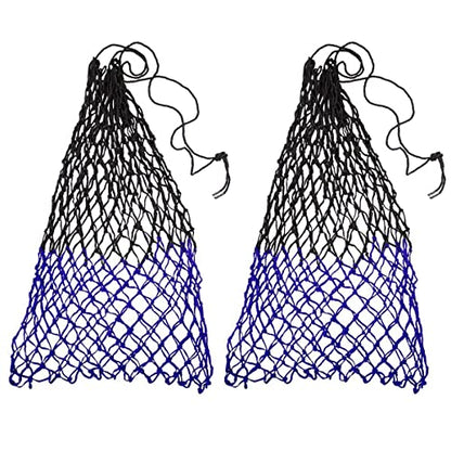Set of 2 42" Soft Mesh Hay Nets with 2" Holes, Fits 4-6 Flakes of Hay (42", Hurricane Blue/Black) - color: Hurricane Blue/Black