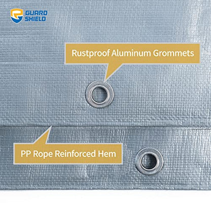 GUARD SHIELD Heavy Duty Tarp 8x10 Feet Silver Multi Purpose Thick Waterproof Poly Tarp Cover 10mil - color: Silver, size: 8x10