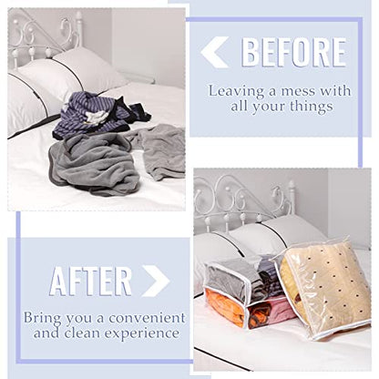 Shappy 6 Packs Clear Plastic Storage Bags with Zipper, 16 X 14 X 4 Inch | Sweater Bags, Moth Proof Protection, Vinyl, For Blankets Clothes Bed Sheet Comforters Pillows Quilt Closet Linen Organizer - size: 16 x 14 x 4 Inch