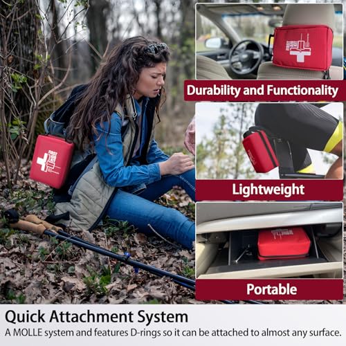 First Aid Kit, Professional Trauma First Aid Kit with Labelled Compartments Molle System for Car, Hiking, Backpacking, Camping, Traveling, and Cycling - size: Medium