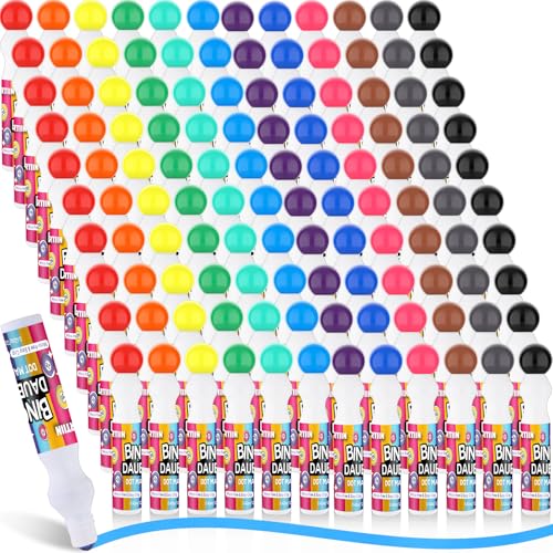 Crtiin 120 Pcs Bingo Dauber Dot Markers Bulk, 0.5 oz, 12 Colors - color: 12 Colors