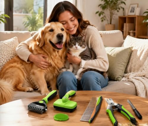 Dog Brush for Shedding,Deshedding Slicker Undercoat Rake Brush for Dog,6PCS - color: Green-6