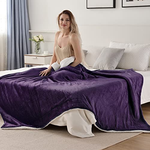 SOCHOW Sherpa Fleece Throw Blanket, Aubergine, 50x60 inches - color: Aubergine, size: 50"×60"