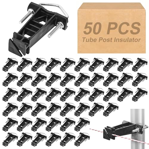 50 Pcs Tube Post Insulator for Electric Fence,Fits Square/Round Post,Black - color: Black, size: 50 Pack