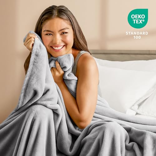 Bare Home Fleece Blanket Luxury Microplush (Full/Queen, Light Grey) - color: 03 - Light Grey, size: Full/Queen