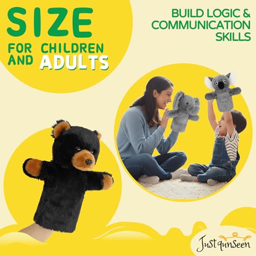 Plush Hand Puppet Toddler Cute BearSensory Learning Toy Washable Preschool Classroom Activity Supplies Creative Imaginative Play Stuffed Animal Gift Black Bear - color: Black Bear