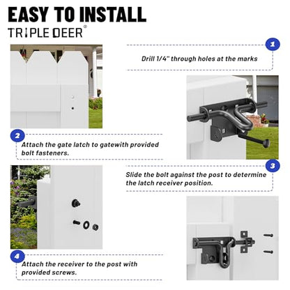 Heavy Duty Slide Bolt Gate Latch, Slide Latches with Padlock Hole, 1 Pack
