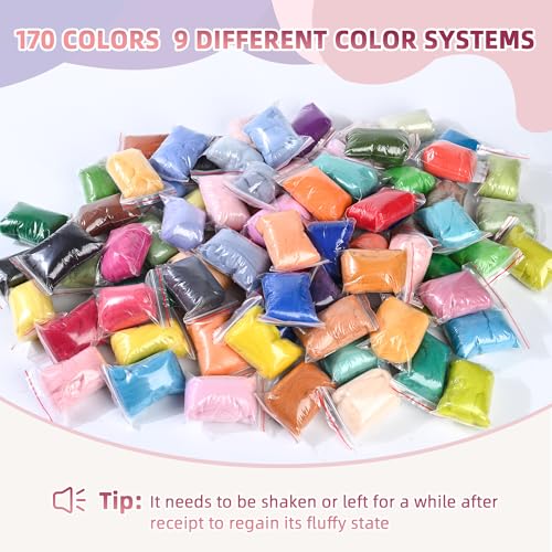 There are 170 Colors and 9 Shades Available This Woollen Yarn is Made of 100% Pure Wool Weighs 3.53oz(100 g) and issuitableformediumtolargeDIYneedlefeltingprojects (Black White Tones, A2) - color: A2, style: Black white tones