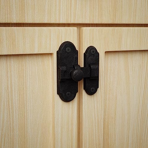 Renovators Supply Manufacturing Slide Bolt Latch 2.2 in. Black Wrought Iron Ball Tip Style Slide Bolt with Mounting Hardware Pack of 2 - size: Pack of 2