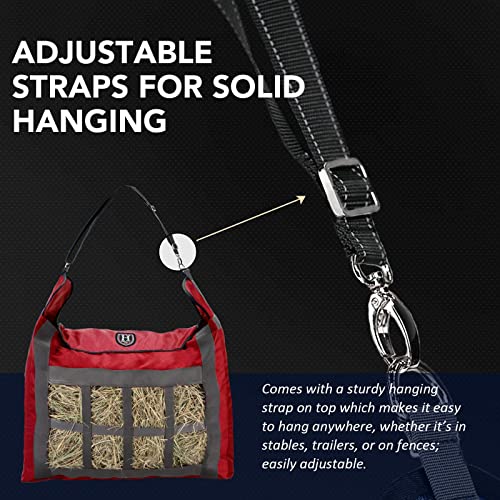 Harrison Howard Premium Durable Slow Feed Horse Hay Bags Oxford Cloth Heavy Duty Large Capacity Horse Feeding Bag-Scarlet Red - color: Scarlet Red