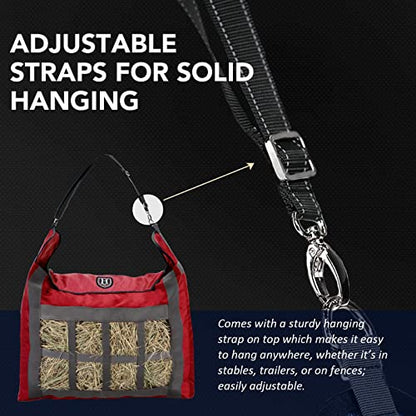 Harrison Howard Premium Durable Slow Feed Horse Hay Bags Oxford Cloth Heavy Duty Large Capacity Horse Feeding Bag-Scarlet Red - color: Scarlet Red