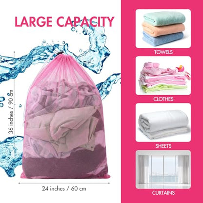 Berlune 30 Pack Large Mesh Laundry Bags - color: Pink