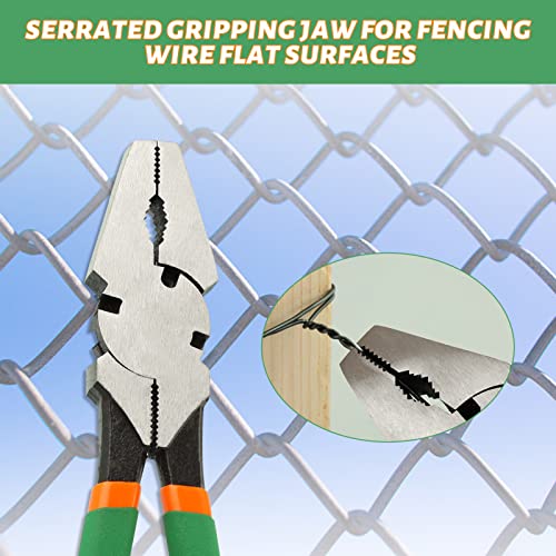 SPEEDWOX 11.5" Fencing Pliers Chain link fence Heavy Duty Square Nose Fence Pliers High-Leverage Fence Multi-purpose Fence Pliers Fence Pliers Tool Fence Cutter Staple and nail Puller Cutting Pliers - style: 11.5" Fence Pliers