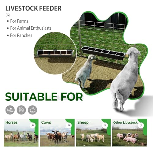 37.63In Goat Feeder, 2.5 Gallon Livestock Feeding Rack, Divided and