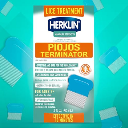 Herklin Lice Treatment Shampoo, Maximum Strength, Easy to Apply, 2 Fl Oz, Bottle
